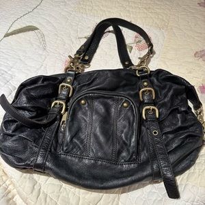Steven by Steve Madden black leather shoulder bag